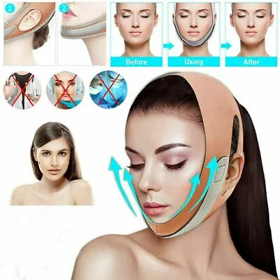 $5.45 • Buy US Face V-Line Slim Lift Up Mask Chin Cheek Slimming Strap Belt Anti-Aging Band