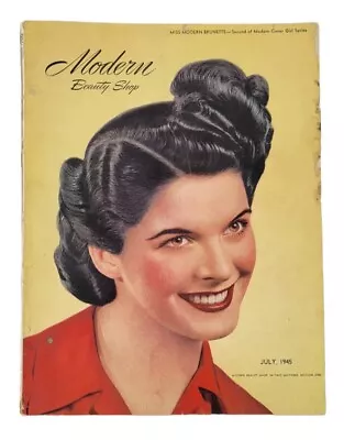 Vintage July 1945 Modern Beauty Shop Magazine Lady Hairstyles Beauty Trends Ads • $59.99