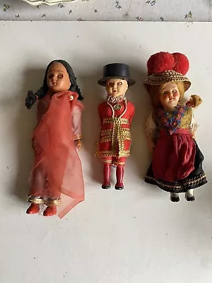 3 X VINTAGE 1950s NATIONAL COSTUME DOLLS - Eyes Open And Close • £9