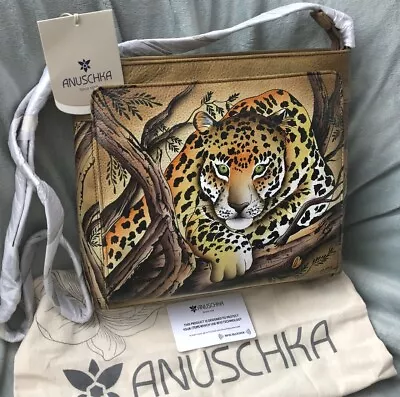 ANUSCHKA NWT🐆CrossBody RFID Travel Organizer-African Leopard Tan 7437-ALP-Tan  • $178.97