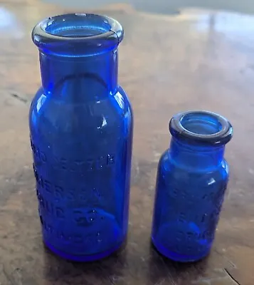 Vintage Colbalt Blue Glass Bottles Bromo-Seltzer Emerson Drug Company 2 Bottles • $9.90