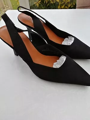 Ladies Marks And Spencer Black Slingback Shoes Size UK 7.5 New • £8.99