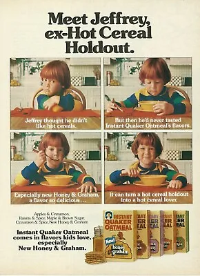 1980 Quaker Instant Oatmeal Cereal  Jeffrey  Vintage Print Ad 80's Advertisement • $8.98