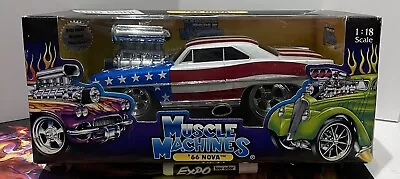 Muscle Machines 1:18 Scale Die Cast Car 2003 - American Flag '66 Chevy Nova • $50