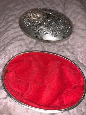 $15 • Buy Vintage Towle Silverplate Trinket Jewelry Box Red Fabric Lining Japan