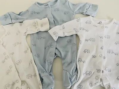 5lbs Tiny Early  Preemie NEXT Baby Clothes Cute Elephant Themed Sleepsuit Bundle • £3.99
