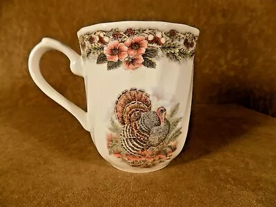 Thanksgiving By Queens-myott Factory-turkey & Multicolor Flowers Mugs • $10.99