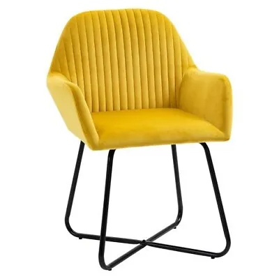 Modern Accent Chair Velvet-Feel Upholstered Lounge Armchair Yellow HOMCOM • £57.99