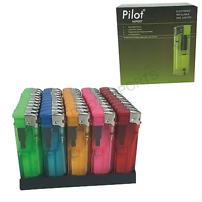 £10.99 • Buy 50 X Electronic Refillable Lighters Adjustable Flame Five Colours Gas Lighter