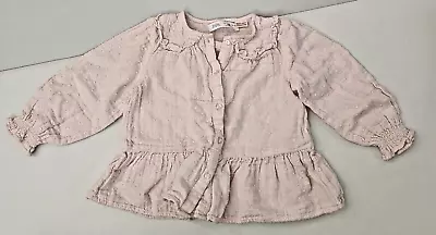 Zara Baby Toddler Girls Peplum Top Long Sleeve Pink Dotted Swiss Kids 2-3 Years • $6.95