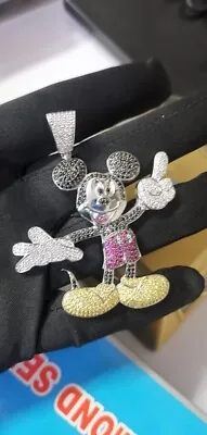 3.5ct Round Simulated Diamond Mickey Mouse Cartoon Pendant 14k White Gold Plated • $107.99