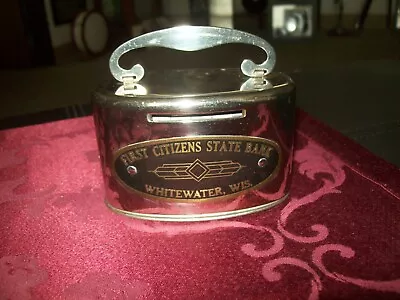 Vintage First Citizens State Bank Whitewater Wisconsin Wi Metal Bank With Key • $15