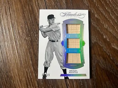 Mickey Mantle 2017 Panini Flawless Game Used Triple Bat Patch Relic #'d 9/15 • $299.88