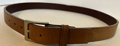 Fish Hippie Men's Leather Belt Size 38 Brown Leather 1.25  Wide Solid Brass Buck • $20