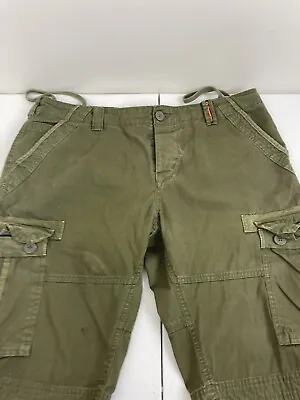 Superdry Mens Cargo Shorts XL  36 Green Cotton Button Fly Pockets Heavy Weight • $24