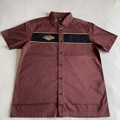 Harley Davidson Dark Red 120 Anniversary Mechanic Woven Shirt Mens Medium • $39.99