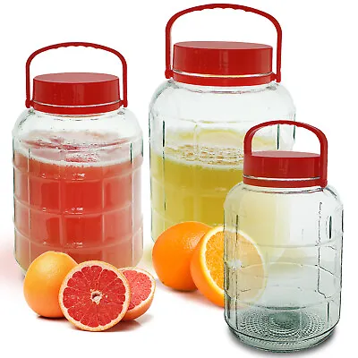 Glass Party Drinks Dispenser Beverage Water Jug Jar Juice Cocktail BBQ Picnic • £10.99