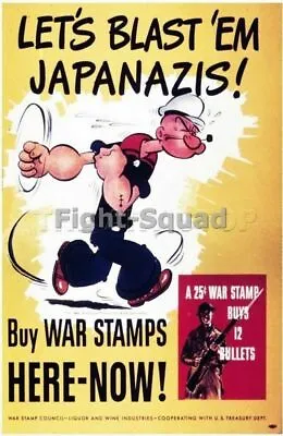 £5.15 • Buy WW2 Picture Photo POPEYE STAMPS BULLETS Blast The Japanazis 2648
