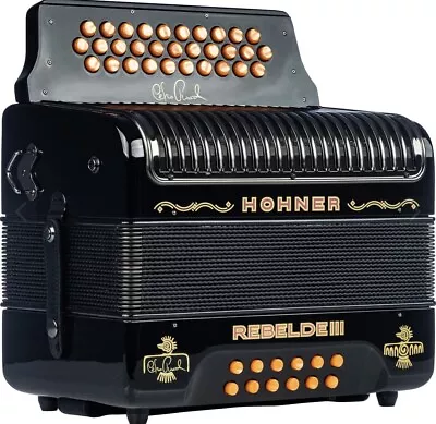 Hohner Rebelde III Black GCF Button Accordion Celso Piña Limited W/ Bag & Straps • $2749