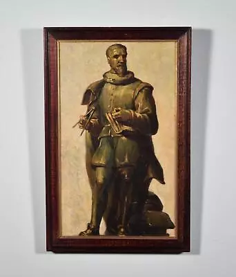 Antique Framed Oil On Panel Painting/Study Of Statue Of Simon Stevin In Brugge • £457.79