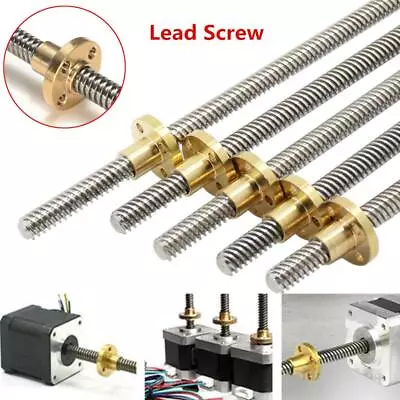 T8 Lead Screw Lead 8mm Stainless Trapezoidal Rod ACME Threaded & Brass Nut SLS • £4.81