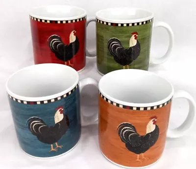 4 Rooster Chicken Coffee Mugs Kimble Sakura Country Quartet Farmhouse  • $22.95