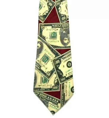 MONEY Tie 50's 100's Raining Dollar Bills 59  X 3.5  Aries Fashion Mode  • $15.97