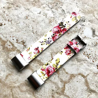 $55.45 • Buy FL-3-CH2 Soft Leather Floral Band Strap With Adapters For Fitbit Charge 2