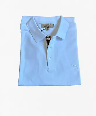 Burberry Men's Short Sleeve Casual Check Polo Shirt White M • $119.99