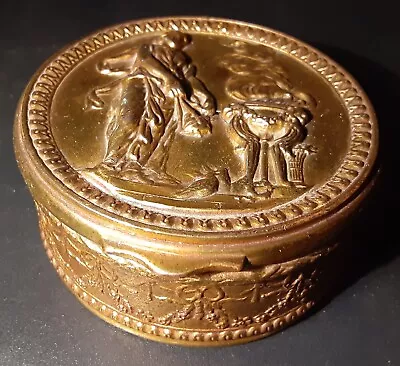 Vintage JB Jenning Brothers Brass Round Jewelry Box Marked JB2327  • $20