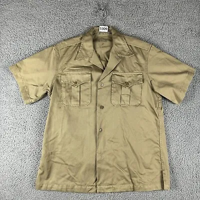 Vintage Military Shirt Men’s Medium Khaki Short Sleeve Button Up H-7430 • $9.99