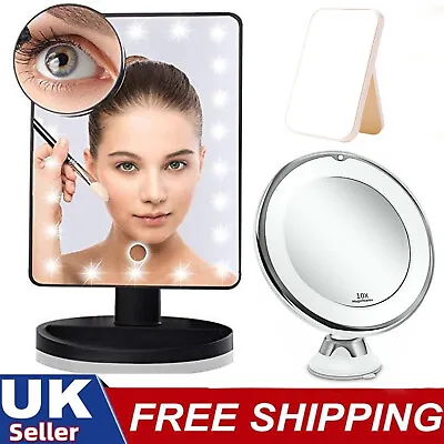 22 Led 10x Magnifying Touch Screen Light Make-up Cosmetic Tabletop Vanity Mirror • £0.99