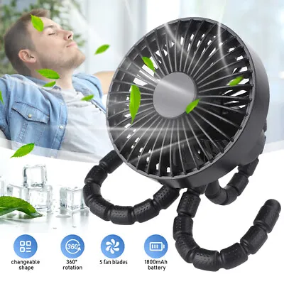 $22.89 • Buy USB Fan Flexible Octopus Clip-on Mini Fan LED Handheld Fans For Baby Stroller AU