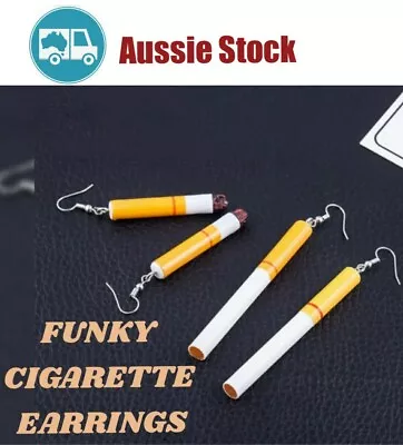 Novelty Punk Earrings - Dangle Cigarette Smoke Earrings - With Cigarette Butt • $7.90