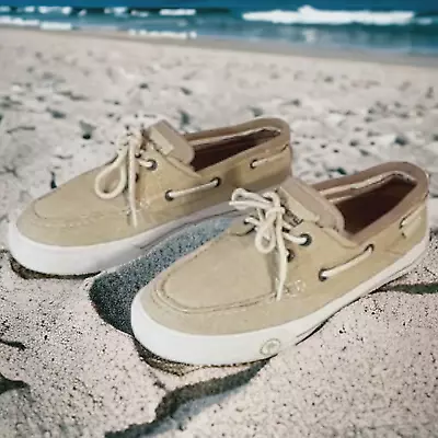 Men Margaritaville Lattitude 23 MG5039b Tan Brown Lace-Up Boat Shoes 8 • $17.95