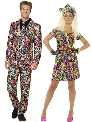 80s Fancy Dress Costume Party Animal Neon Rave Womens Mens Outfit Suit Adults • £17.99