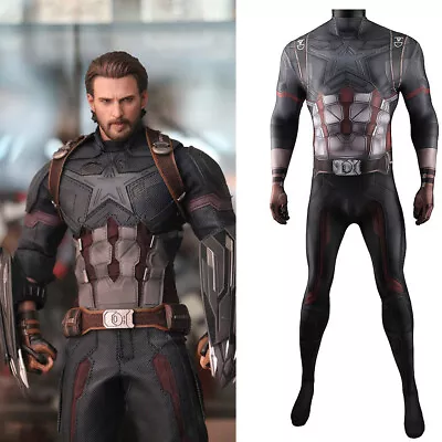 Avengers 3 Infinity War Captain America Jumpsuit Adult Kids Bodysuit Zentai Mens • £37.20