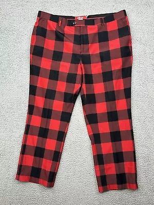 Shinesty Mens Pants Mens 42x36 (28) Red Black Buffalo Check Plaid Slacks • $28.88