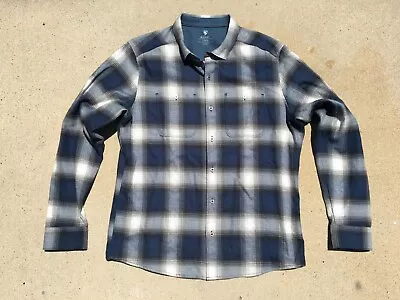 KUHL The Law Flannel Long Sleeve Button Shirt Large Mens Blue Plaid Hiking • $38