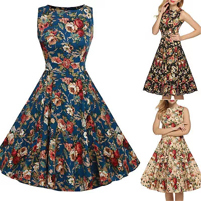 Womens Vintage 1950s 60s Rockabilly Evening Party Cocktail Prom A-Line Dress  • $29.60