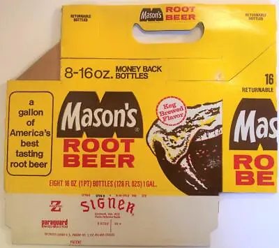 Vintage Unused Mason's Root Beer 8 - Pack Carton For 16 Ounce Bottles • $7.99