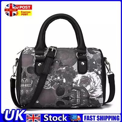 Retro Women Skull Printing Shoulder Messenger Bag PU Leather Top-handle Handbags • £14.39