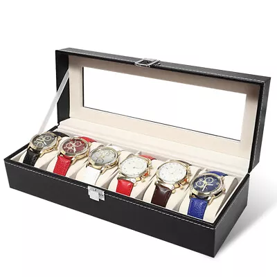 Vivva 6 Grids Leather Watch Display Box Case Jewelry Collection Storage Holder • $17.97