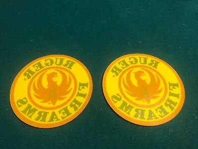 2 Vintage RUGER FIREARMS 3.75  Round Vinyl Sticker - WINDOW Decal STICKERs • $5