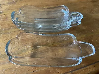 Vintage Banana Split Boats Ice Cream Dessert Dishes Indiana Glass Clear Set Of 4 • $22