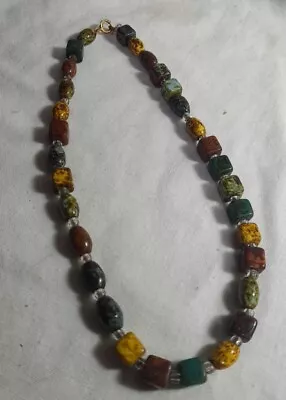 Scottish/Celtic Style Square Agate Bead Vintage Jewellery Necklace  • £10