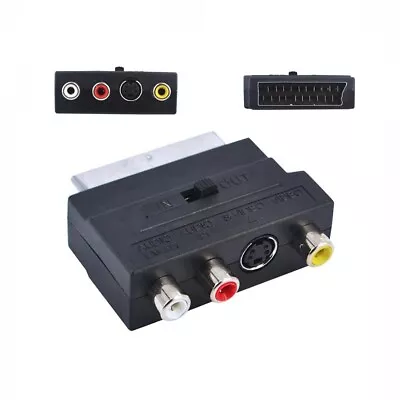 21 Pin SCART To RCA Female Phono AV Audio 3 RCA S Video Input Output Selector • £5.44