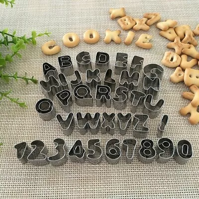 37pc Alphabet Letter Number Fondant Icing Cutter Cake Decorating Stainless Steel • £4.99