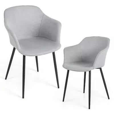 Dining Chairs Set Of 2 Upholstered Ergonomic Dining Chairs W/ Metal Legs • $156.95