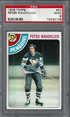 1978 Topps #51 Peter Mahovlich Pittsburgh Penguins NHL PSA 9 Mint 19332108 • $23.36